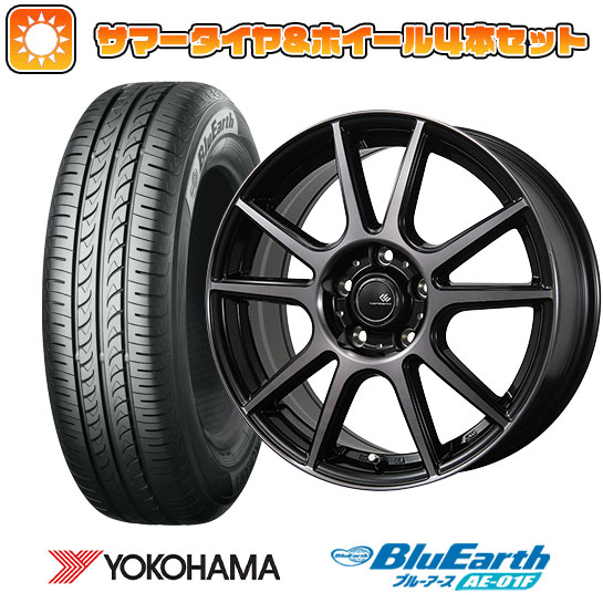 【取付対象】185/60R15 夏タイヤ ホイール4本セット シエンタ 5穴/100 YOKOHAMA ブルーアース AE-01F TOPY セレブロ PFX 15インチ【送料無料】