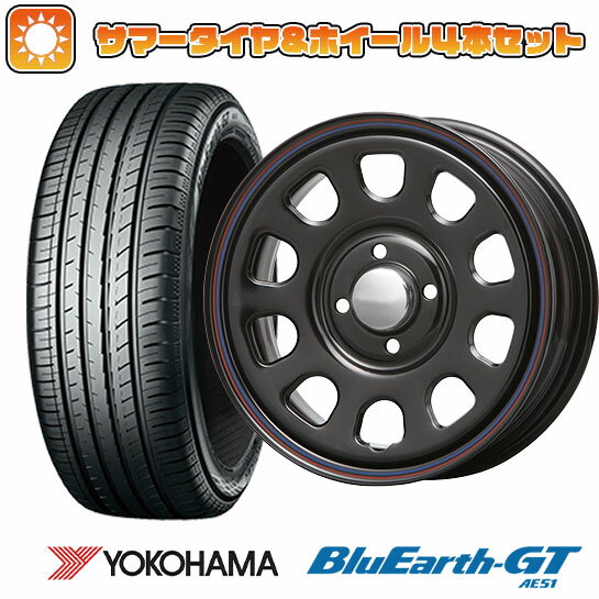 【取付対象】185/55R15 夏タイヤ ホイール4本セット (4/100車用) YOKOHAMA ブルーアース GT AE51 MLJ デイトナSS 15インチ【送料無料】