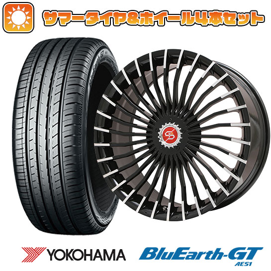 【取付対象】225/35R19 夏タイヤ ホイール4本セット YOKOHAMA ブルーアース GT AE51 (5/114車用) PREMIX グラッパ f30 (ブラックポリッシュ) 19インチ【送料無料】