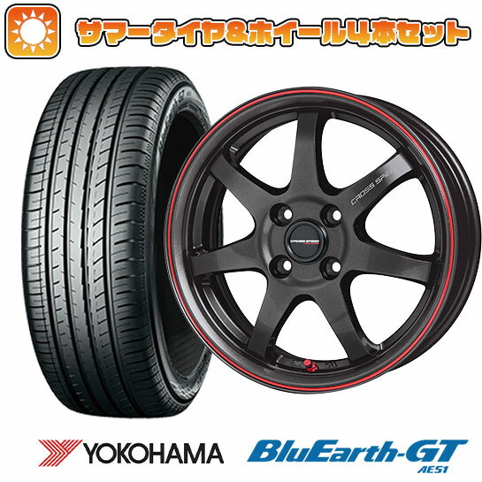 【取付対象】185/55R15 夏タイヤ ホイール4本セット YOKOHAMA ブルーアース GT AE51 (4/100車用) HOT STUFF クロススピード ハイパーエディションCR7 15インチ【送料無料】