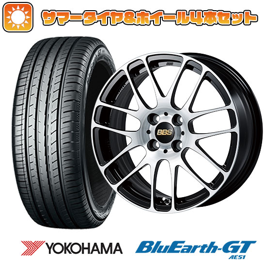 【取付対象】185/55R15 夏タイヤ ホイール4本セット (4/100車用) YOKOHAMA ブルーアース GT AE51 BBS JAPAN RE-L2 ブラックダイヤカット 15インチ【送料無料】
