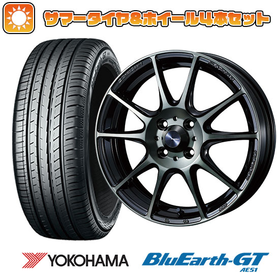 【取付対象】185/55R15 夏タイヤ ホイール4本セット YOKOHAMA ブルーアース GT AE51 (4/100車用) WEDS ウェッズスポーツ SA-25R 15インチ【送料無料】