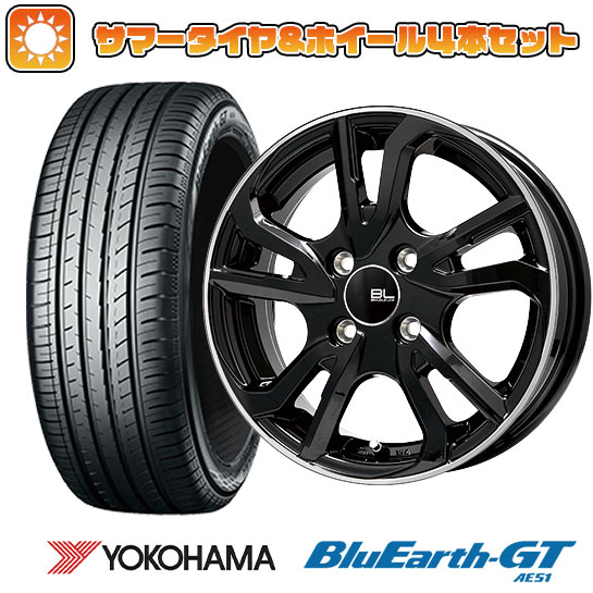 195/65R15 夏タイヤ ホイール4本セット YOKOHAMA ブルーアース GT AE51 (4/100車用) BRANDLE-LINE レツィオ ブラックリムポリッシュ 15インチ