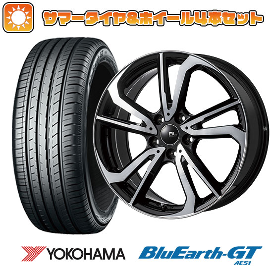 【取付対象】195/65R15 夏タイヤ ホイール4本セット YOKOHAMA ブルーアース GT AE51 (5/114車用) BRANDLE-LINE レツィオ パールブラックポリッシュ 15インチ【送料無料】