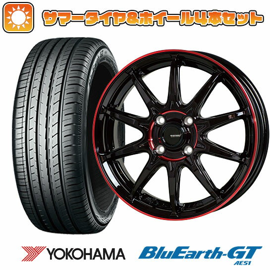 195/55R15 夏タイヤ ホイール4本セット (4/100車用) YOKOHAMA ブルーアース GT AE51 ホットスタッフ ジースピード P-05R 15インチ