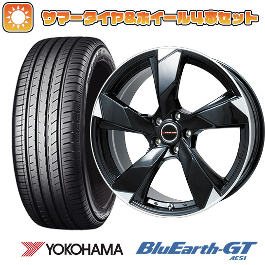 【取付対象】205/55R16 夏タイヤ ホイール4本セット YOKOHAMA ブルーアース GT AE51 (5/114車用) PREMIX ヴェランV(グロスブラック/リムポリッシュ) 16インチ【送料無料】