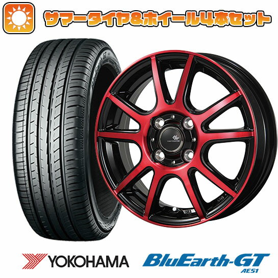 【取付対象】195/55R15 夏タイヤ ホイール4本セット (4/100車用) YOKOHAMA ブルーアース GT AE51 トピー セレブロ PFX 15インチ【送料無料】