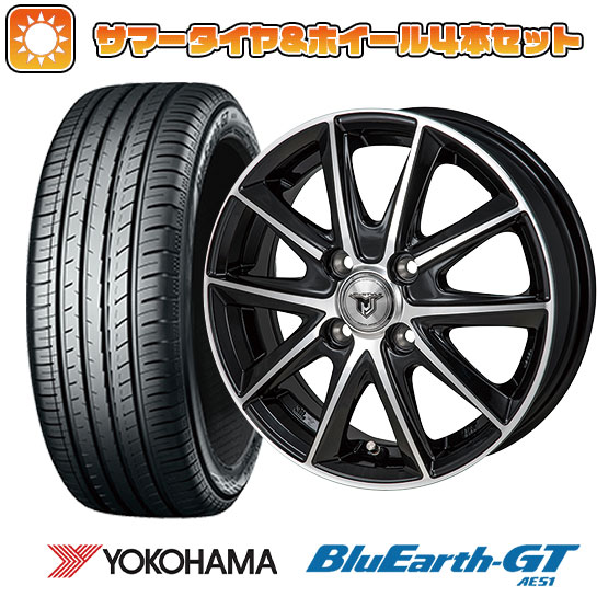 【取付対象】195/55R15 夏タイヤ ホイール4本セット (4/100車用) YOKOHAMA ブルーアース GT AE51 モンツァ JPスタイル MJ01 15インチ【送料無料】