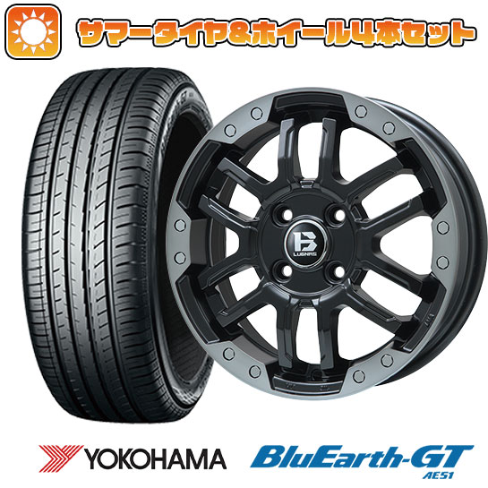 【取付対象】215/65R16 夏タイヤ ホイール4本セット YOKOHAMA ブルーアース GT AE51 (5/114車用) BIGWAY B-LUGNAS FRD(マットブラック/ブラッククリアリム) 16インチ【送料無料】