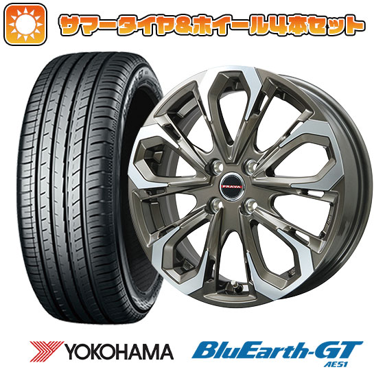 【取付対象】195/45R16 夏タイヤ ホイール4本セット YOKOHAMA ブルーアース GT AE51 (4/100車用) BIGWAY LEYSEEN プラバ5X(ブロンズポリッシュ) 16インチ【送料無料】