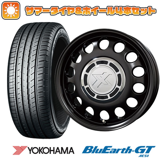 【取付対象】185/55R15 夏タイヤ ホイール4本セット (4/100車用) YOKOHAMA ブルーアース GT AE51 コスミック クロスブラッド スティール 15インチ【送料無料】