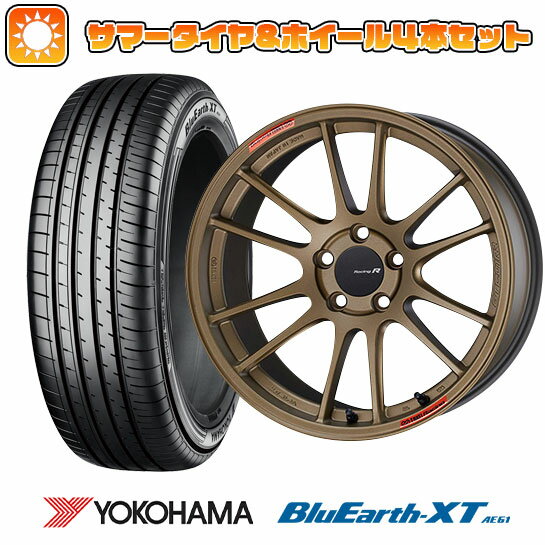 225/55R18 夏タイヤ ホイール4本セット (5/114車用) YOKOHAMA ブルーアース XT AE61 エンケイ GTC01 RR チタニウムゴールド 18インチ