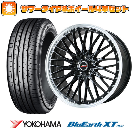 【取付対象】235/60R18 夏タイヤ ホイール4本セット YOKOHAMA ブルーアース XT AE61 (5/114車用) PREMIX MER PROMESH グロスブラック/リムポリッシュ 18インチ【送料無料】