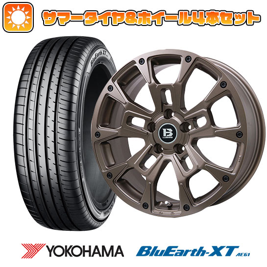 【取付対象】215/60R17 夏タイヤ ホイール4本セット (5/114車用) YOKOHAMA ブルーアース XT AE61 ビッグウエイ B-LUGNAS BRD(マットブロンズ) 17インチ【送料無料】