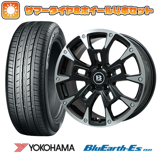 【取付対象】215/60R16 夏タイヤ ホイール4本セット YOKOHAMA ブルーアース ES32 (5/114車用) ビッグウエイ B-LUGNAS BRD(ブラックポリッシュ/ブラッククリア) 16インチ【送料無料】
