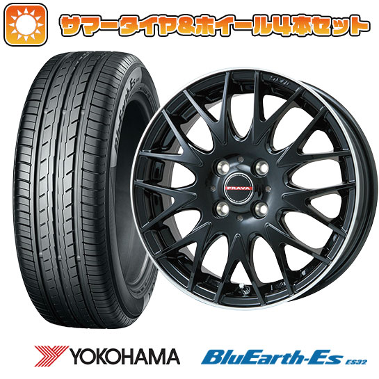 【取付対象】195/65R15 夏タイヤ ホイール4本セット (5/114車用) YOKOHAMA ブルーアース ES32 ビッグウエイ LEYSEEN プラバ9MJrII グロスブラック/リムポリッシュ 15インチ【送料無料】