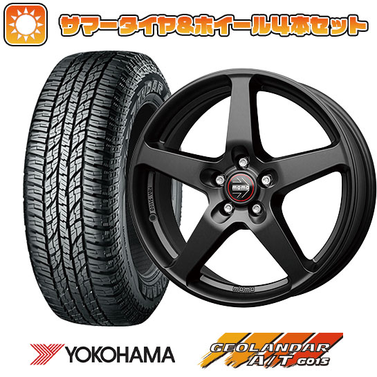 【取付対象】225/65R17 夏タイヤ ホイール4本セット YOKOHAMA ジオランダー A/T G015 OWL/RBL (5/114車用) MOMO ファイブ 17インチ【送料無料】