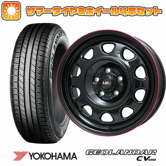 【取付対象】215/70R16 夏タイヤ ホイール4本セット YOKOHAMA ジオランダー CV G058 (5/114車用) LEHRMEISTER LMG OFF-STYLE(グロスブラック/レッドリム) 16インチ【送料無料】
