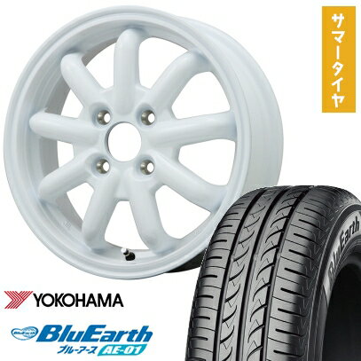 【取付対象】155/65R14 夏タイヤ ホイール4本セット N-BOX タントカスタム ワゴンR YOKOHAMA ブルーアース AE-01 BRANDLE-LINE ストレンジャーKST-9改(ホワイト) 14インチ【送料無料】