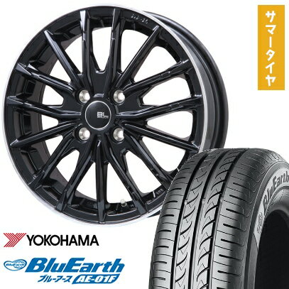【取付対象】195/65R15 夏タイヤ ホイール4本セット YOKOHAMA ブルーアース AE-01F (5/114車用) BRANDLE-LINE DF-10M グロスブラック/リムポリッシュ 15インチ【送料無料】