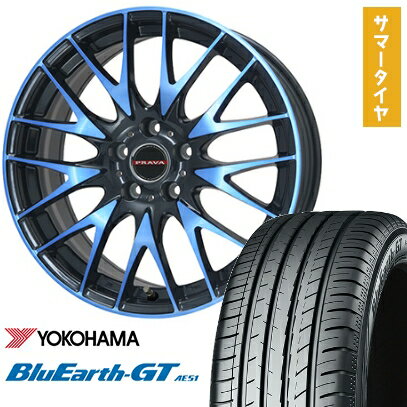 【取付対象】235/50R18 夏タイヤ ホイール4本セット YOKOHAMA ブルーアース GT AE51 (5/114車用) BIGWAY LEYSEEN プラバ9M(ブルークリア) 18インチ【送料無料】