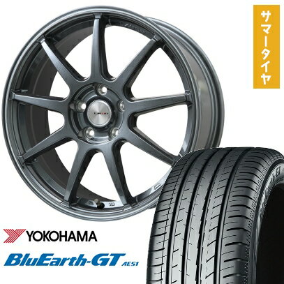 【取付対象】215/45R18 夏タイヤ ホイール4本セット YOKOHAMA ブルーアース GT AE51 (5/114車用) LEHRMEISTER LMスポーツLM-QR ガンメタ/ラインポリッシュ 18インチ【送料無料】