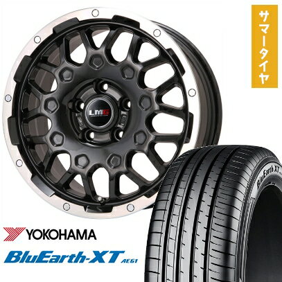 【取付対象】215/70R16 夏タイヤ ホイール4本セット YOKOHAMA ブルーアース XT AE61 (5/114車用) LEHRMEISTER LMG MS-9W ブラック/ブラッククリアリム 16インチ【送料無料】