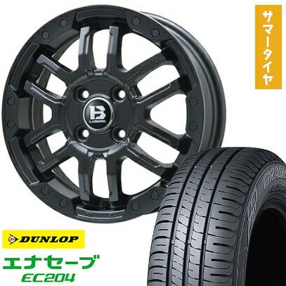 【取付対象】195/50R16 夏タイヤ ホイール4本セット DUNLOP エナセーブ EC204 (4/100車用) BIGWAY B-LUGNAS FRD(マットブラック) 16インチ【送料無料】