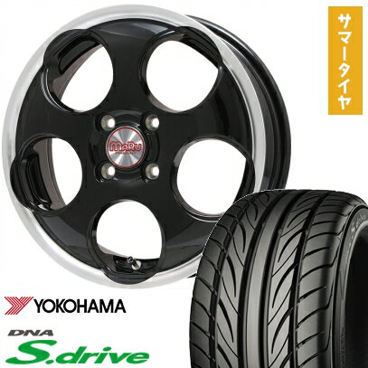 【取付対象】165/40R16 夏タイヤ ホイール4本セット YOKOHAMA DNA Sドライブ (軽自動車用) PREMIX マル(ブラック/リムポリッシュ) 16インチ【送料無料】