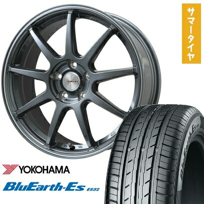 【取付対象】205/55R16 夏タイヤ ホイール4本セット YOKOHAMA ブルーアース ES32 (5/100車用) LEHRMEISTER LMスポーツLM-QR ガンメタ/ラインポリッシュ 16インチ【送料無料】