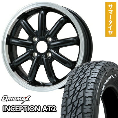 【取付対象】165/65R15 夏タイヤ ホイール4本セット 軽自動車用（タフト ソリオ） GRIPMAX インセプション A/TII RWL(限定) BRANDLE-LINE ストレンジャーKST-9改 ブラック/リムポリッシュ 15インチ【送料無料】