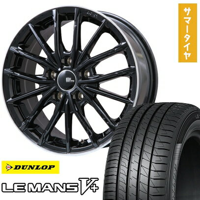【取付対象】225/40R18 夏タイヤ ホイール4本セット DUNLOP ルマン V+(ファイブプラス) (5/114車用) BRANDLE-LINE DF-10M グロスブラック/リムポリッシュ 18インチ【送料無料】