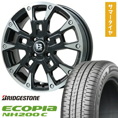 【取付対象】165/55R15 夏タイヤ ホイール4本セット N-BOX タント ワゴンR BRIDGESTONE エコピア NH200 C ビッグウエイ B-LUGNAS BRD(ブラックポリッシュ/ブラッククリア) 15インチ【送料無料】