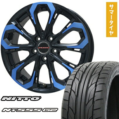 【取付対象】225/40R19 夏タイヤ ホイール4本セット NITTO NT555 G2 (5/114車用) BIGWAY LEYSEEN プラバ5X(ブルークリア) 19インチ【送料無料】