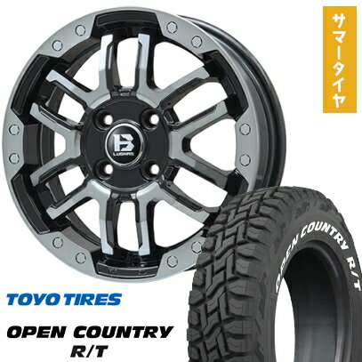 【取付対象】165/65R15 夏タイヤ ホイール4本セット TOYO オープンカントリー R/T RWL/RBL (4/100車用) ビッグウエイ B-LUGNAS FRD(ブラックポリッシュ/ブラッククリア) 15インチ【送料無料】