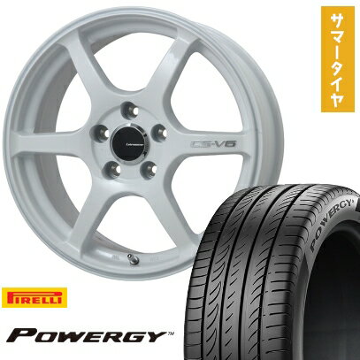 【取付対象】205/45R17 夏タイヤ ホイール4本セット PIRELLI パワジー (4/100車用) LEHRMEISTER CS-V6(ホワイト) 17インチ【送料無料】