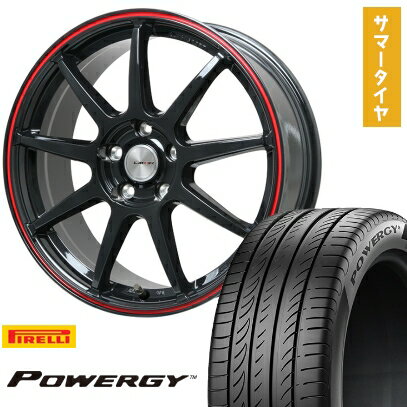 【取付対象】205/55R16 夏タイヤ ホイール4本セット PIRELLI パワジー (5/100車用) LEHRMEISTER LMスポーツLM-QR グロスブラック/レッドライン 16インチ【送料無料】