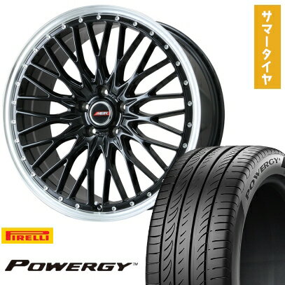【取付対象】225/45R18 夏タイヤ ホイール4本セット PIRELLI パワジー (5/114車用) PREMIX MER PROMESH グロスブラック/リムポリッシュ 18インチ【送料無料】