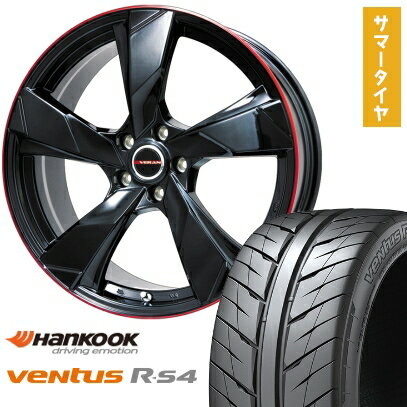 【取付対象】205/55R16 夏タイヤ ホイール4本セット HANKOOK ヴェンタス R-S4 Z232 (5/100車用) PREMIX ヴェランV(グロスブラック/レッドリム) 16インチ【送料無料】