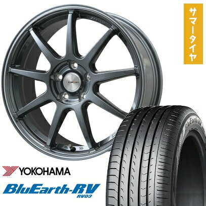 【取付対象】205/55R16 夏タイヤ ホイール4本セット YOKOHAMA ブルーアース RV-03 (5/100車用) LEHRMEISTER LMスポーツLM-QR ガンメタ/ラインポリッシュ 16インチ【送料無料】