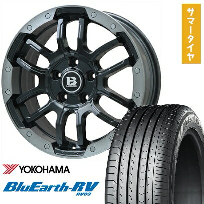 【取付対象】215/60R17 夏タイヤ ホイール4本セット YOKOHAMA ブルーアース RV-03 (5/114車用) BIGWAY B-LUGNAS FRD(マットブラック/ブラッククリアリム) 17インチ【送料無料】