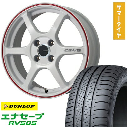 【取付対象】215/45R17 夏タイヤ ホイール4本セット DUNLOP エナセーブ RV505 (5/114車用) LEHRMEISTER CS-V6(ホワイト/レッドライン) 17インチ【送料無料】