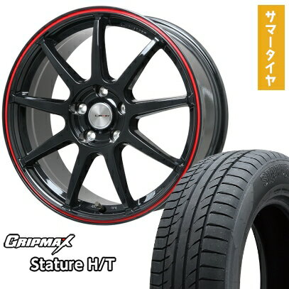 【取付対象】235/55R18 夏タイヤ ホイール4本セット GRIPMAX スタチャー H/T BSW（限定） (5/114車用) LEHRMEISTER LMスポーツLM-QR グロスブラック/レッドライン 18インチ【送料無料】