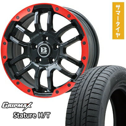 【取付対象】225/50R18 夏タイヤ ホイール4本セット GRIPMAX スタチャー H/T BSW（限定） (5/114車用) BIGWAY B-LUGNAS FRD(マットブラック/レッドリム) 18インチ【送料無料】