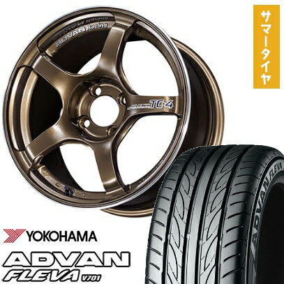 【取付対象】195/40R17 夏タイヤ ホイール4本セット YOKOHAMA アドバン フレバV701 (4/100車用) YOKOHAMA アドバンレーシング TC4 17インチ【送料無料】