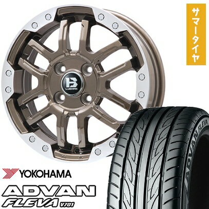 【取付対象】195/40R17 夏タイヤ ホイール4本セット YOKOHAMA アドバン フレバV701 (4/100車用) BIGWAY B-LUGNAS FRD(ブロンズ/リムポリッシュ) 17インチ【送料無料】