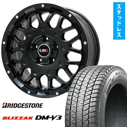 【取付対象】225/70R16 スタッドレスタイヤ ホイール4本セット BRIDGESTONE ブリザック DM-V3 DMV3 (5/114車用) LEHRMEISTER LMG MS-9W グロスブラック 16インチ【送料無料】