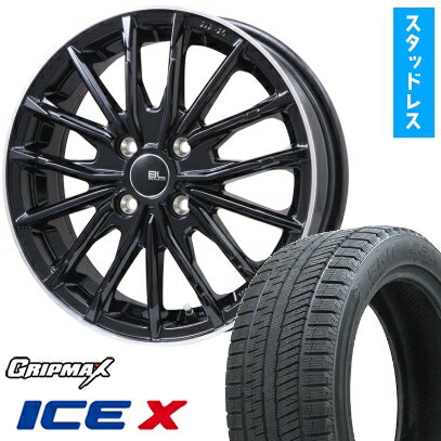 【取付対象】185/65R15 スタッドレスタイヤ ホイール4本セット 4/100車用 GRIPMAX アイスX BSW ブラックサイドウォール(限定) BRANDLE-LINE DF-10M グロスブラック/リムポリッシュ 15インチ(送料無料)
