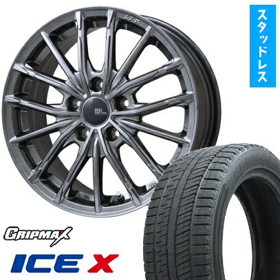 【取付対象】205/60R16 スタッドレスタイヤ ホイール4本セット 5/114車用 GRIPMAX アイスX BSW ブラックサイドウォール(限定) BRANDLE-LINE DF-10M ハイパーグレー 16インチ(送料無料)