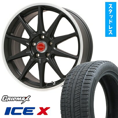 【取付対象】225/40R18 スタッドレスタイヤ ホイール4本セット 5/100車用 GRIPMAX アイスX BSW ブラックサイドウォール(限定) LEHRMEISTER LMスポーツRS10(マットブラックリムポリッシュ) 18インチ(送料無料)